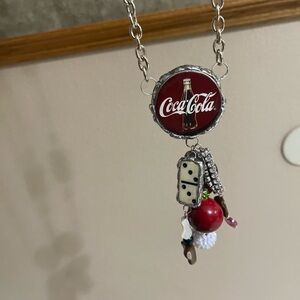 Handmade Vintage Coca-Cola & Domino Charm Necklace | One-of-a-Kind